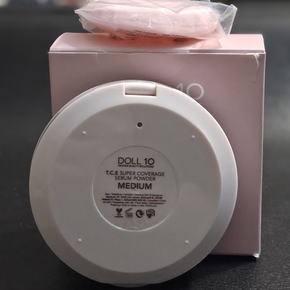 Doll 10 T.C.E Super Coverage Serum Powder Foundation in Shade Medium with Puff